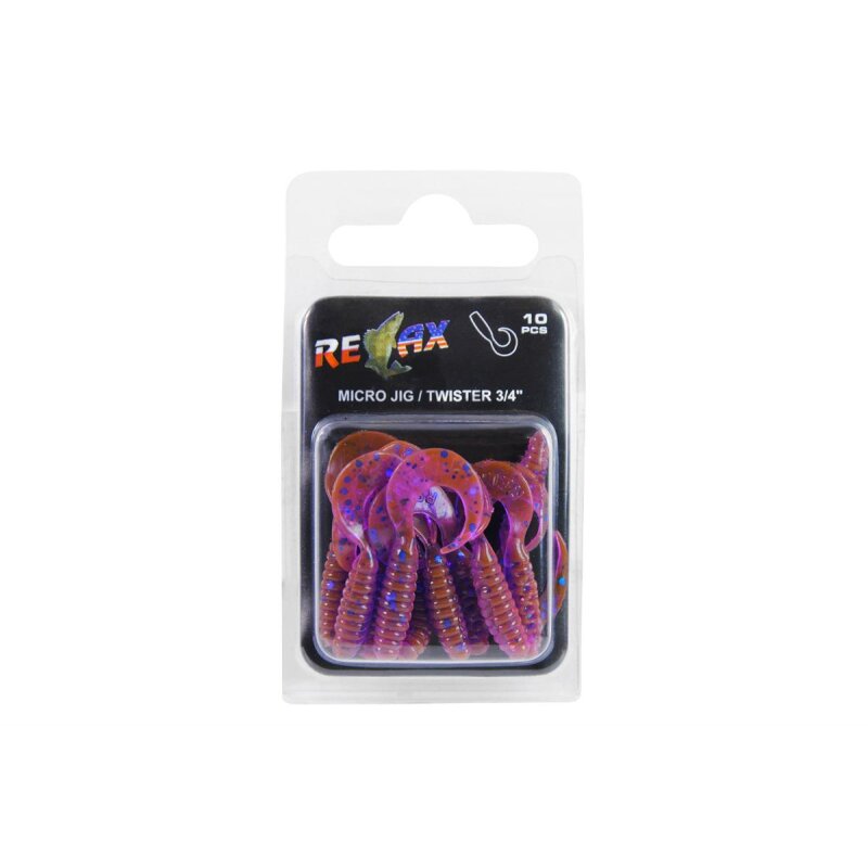 Relax Twister 3/4" 2 cm Barsch Forelle 10 Stück 303 crawfish-violett-electric blue-glitter