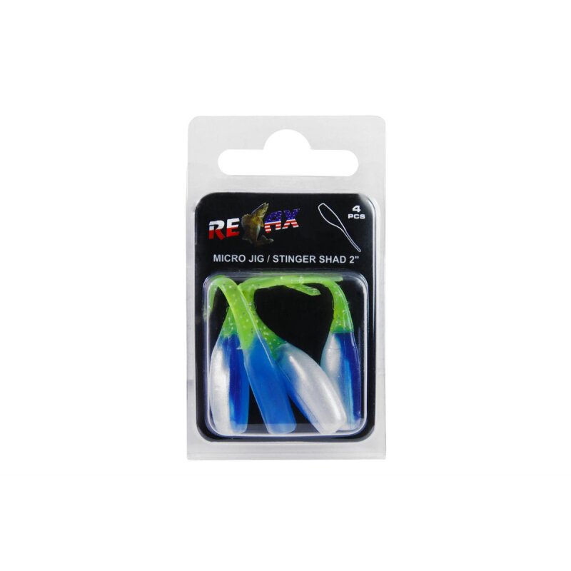 Relax Stinger Shad 2" Pin Tail 5 cm Dropshot 4 Stück 005 Blau Grün