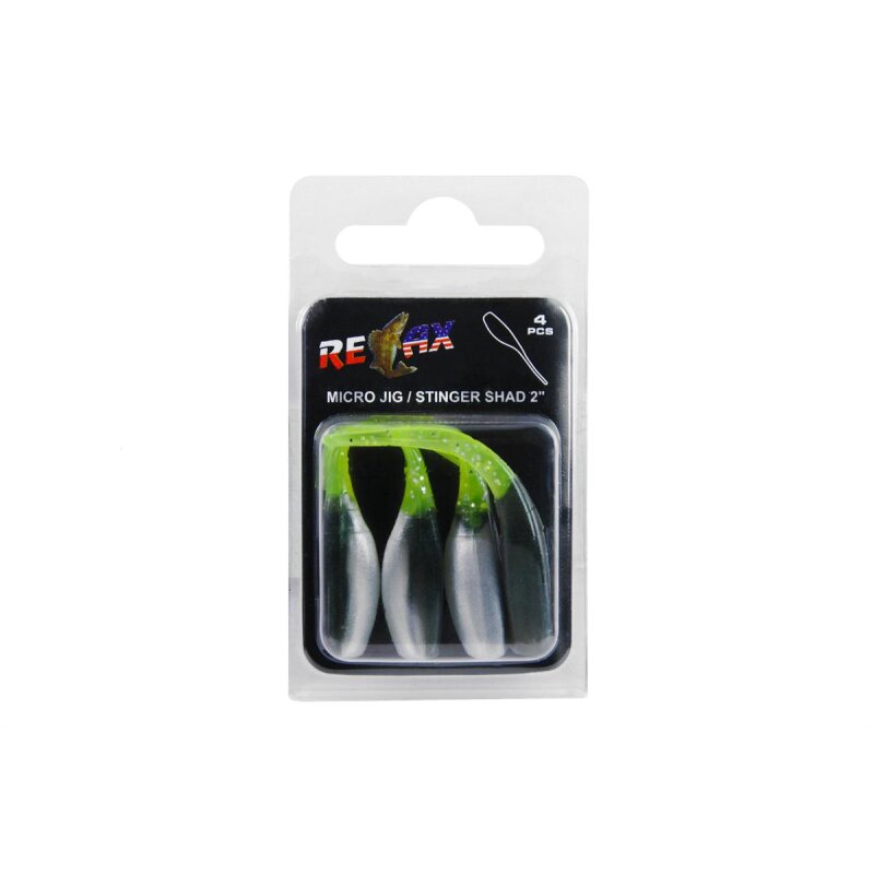 Relax Stinger Shad 2" Pin Tail 5 cm Dropshot 4 Stück 006 Schwarz Grün