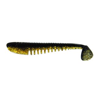 K.P Baits Skeleton Shad Gummifisch 3" 7,5cm 028 Black n Gold Schwarz