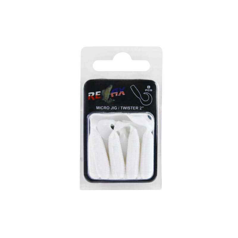 Relax Twister 2" 5 cm Barsch Forelle Döbel 8 Stück 001 Weiss