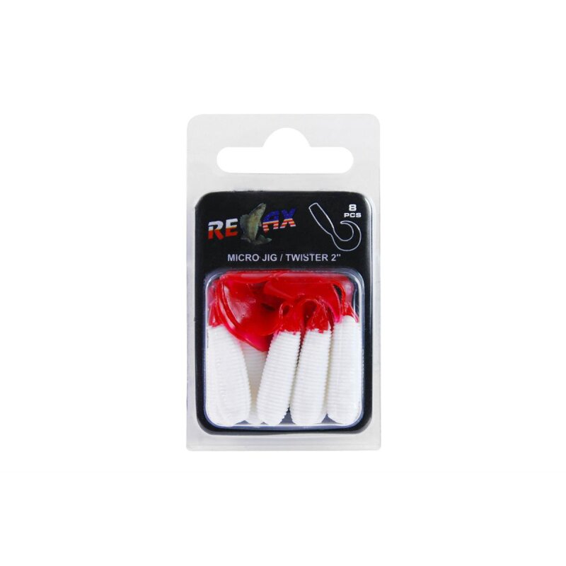 Relax Twister 2" 5 cm Barsch Forelle Döbel 8 Stück 048 Weiss Rot