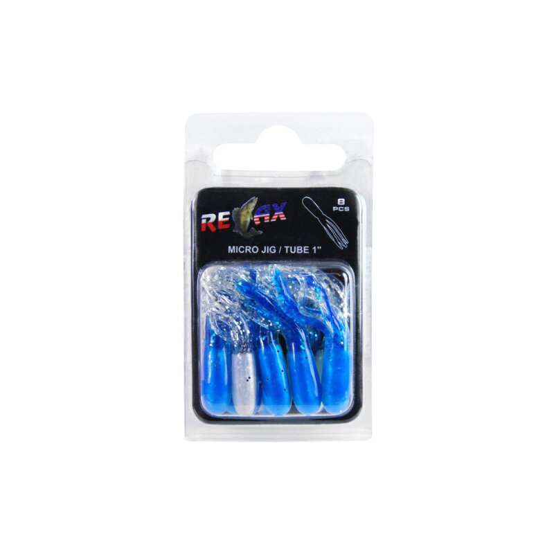 Relax Tube 1" 3,5 cm Barsch Forelle Döbel 8 Stück 3D02 Blau