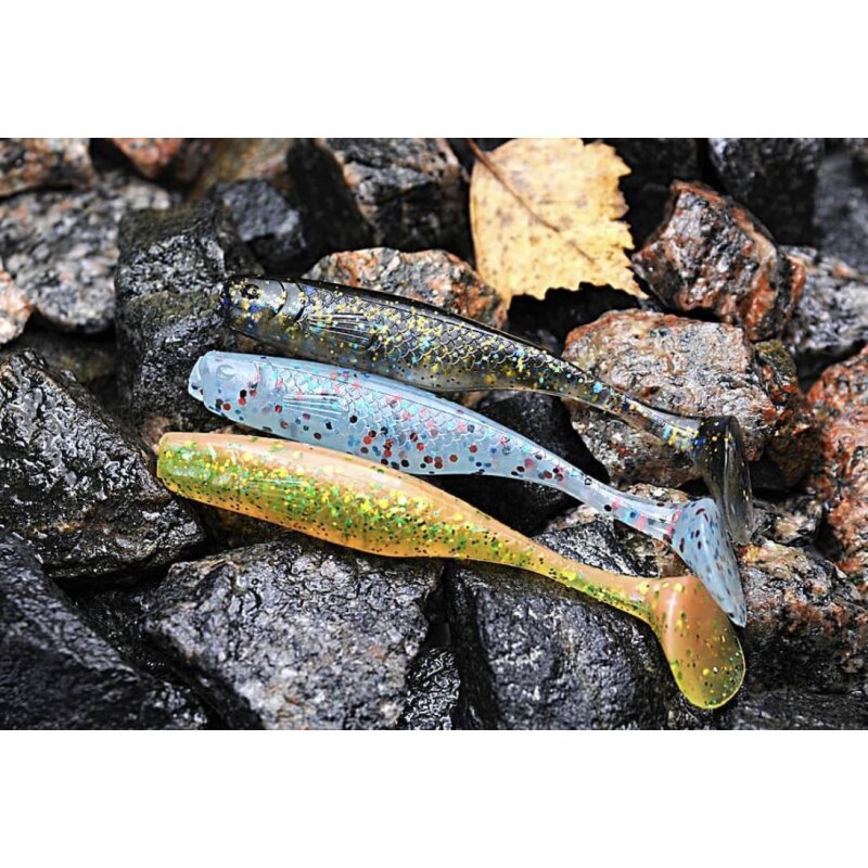 K.P Baits Lazy Shad Gummifisch 3" 7,5 cm 5 Stück 002 Chartreuse Glitter