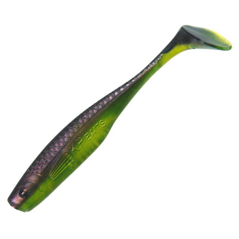 K.P Baits Lazy Shad Gummifisch 3" 7,5 cm 5 Stück 010 Violett Grün