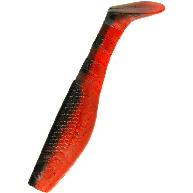 K.P Original Shad Gummifische 6,25 cm 5 Stück Barsch Zander 033 Japan Rot Schwarz