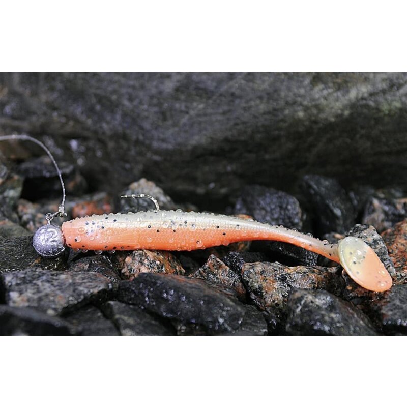 K.P Baits Lazy Shad Gummifisch 4" 10 cm 5 Stück 105 Pearl Rot