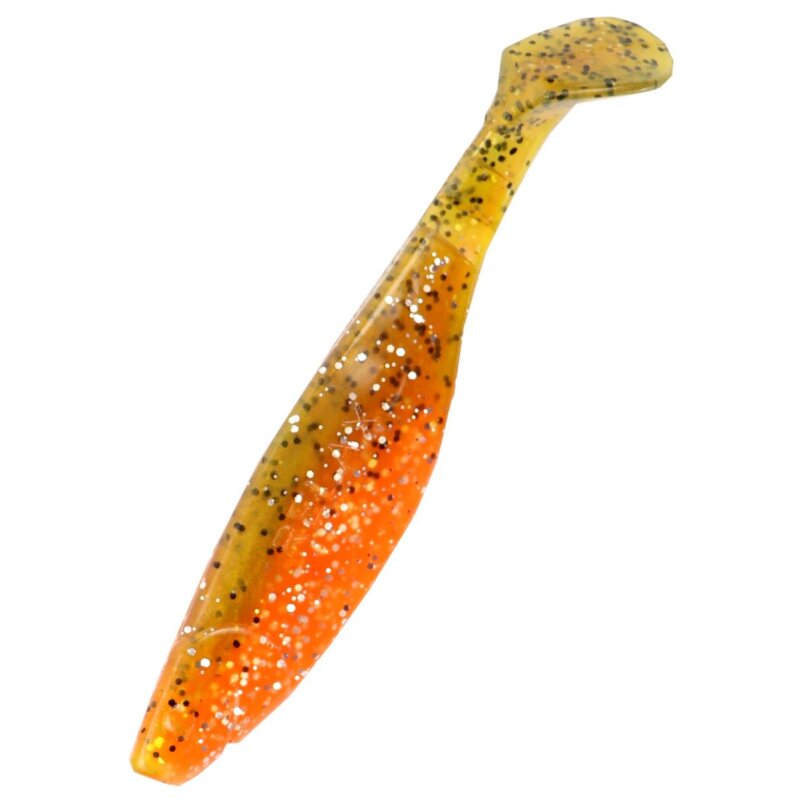 Relax Kopyto Shad Gummifisch 5" 12,5 cm 5 Stück B068 orange-Glitter / olivebraun-Glitter