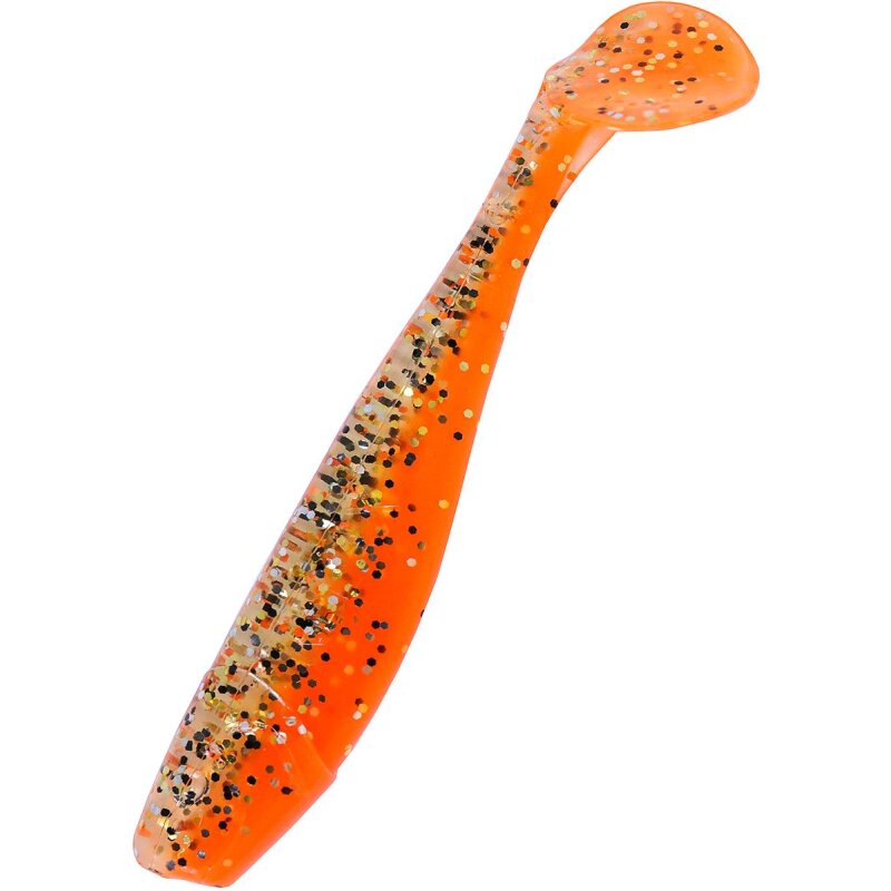 Relax King Shad 4" 10 cm Gummifisch 10 Stück B032 orange / klar gold,schwarz Glitter