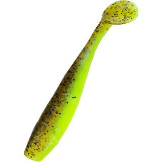 Relax King Shad 4" 10 cm Gummifisch 10 Stück B110 fluogelb  / olivebraun-Glitter