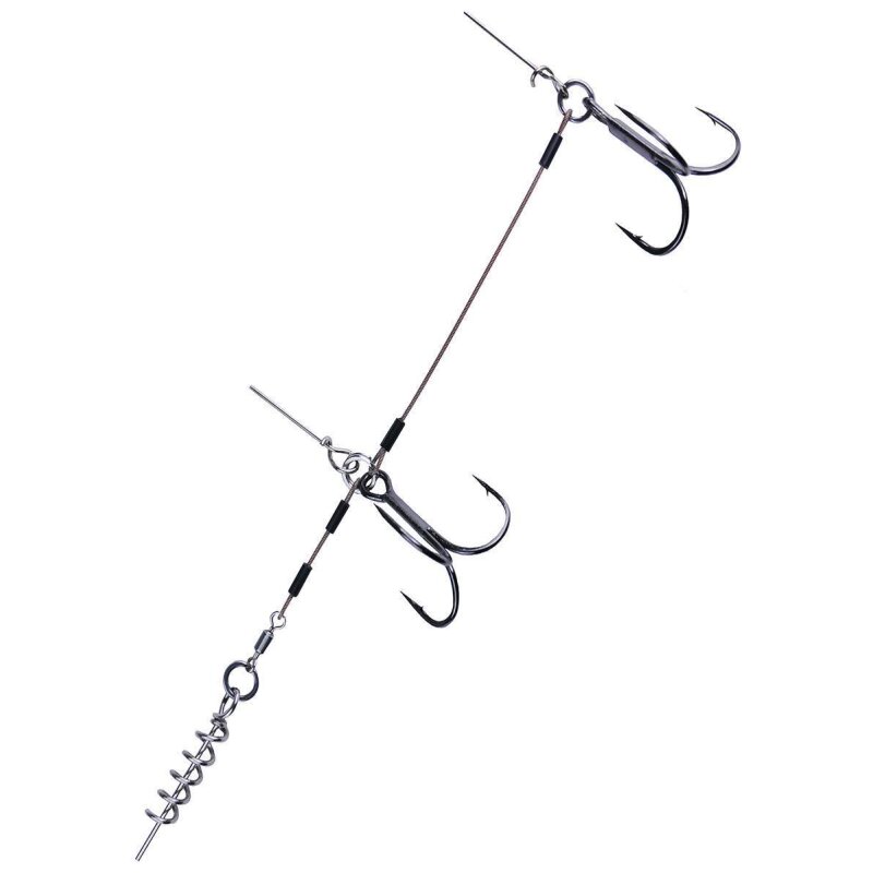 Major Fish Pike Rig Hecht Softbait System Stinger Black Nickel - Größe 1/0