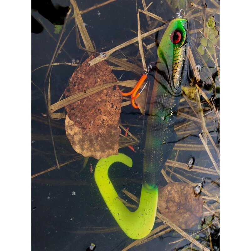 Major Fish Pike Rig Hecht Softbait System Stinger UV aktive Drillinge - Größe 1/0