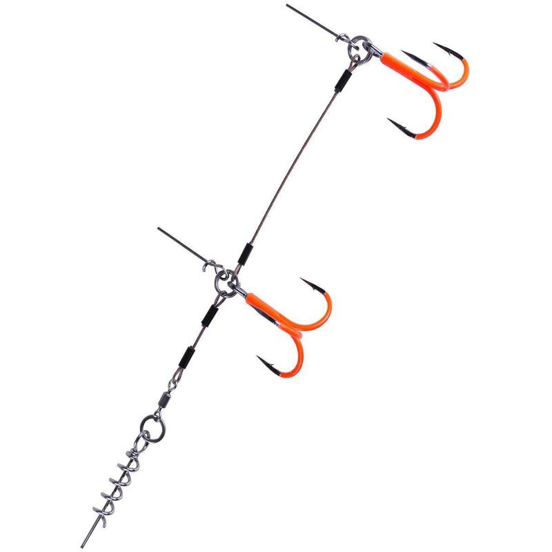 Major Fish Pike Rig Hecht Softbait System Stinger UV aktive Drillinge - Größe 3/0