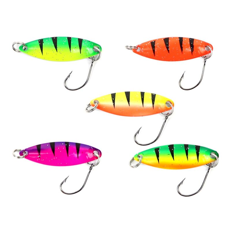Major Fish Spoon Set Ultra Light Blinker 5 Stück Firetiger UV