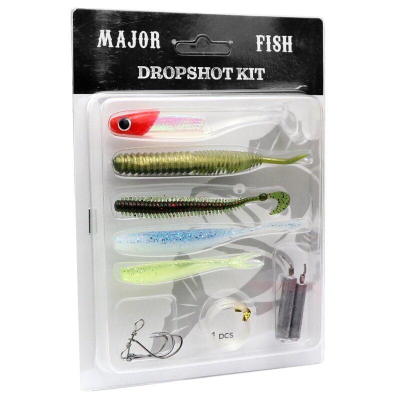 Major Fish Dropshot Kit 11-teilig Köder Set Barsch Zander