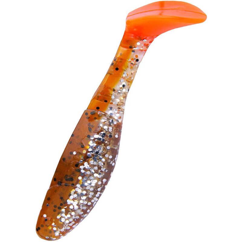 Relax Kopyto 3" 10 Stück B111OT klar silber Glitter / olivebraun-Glitter / orange tail