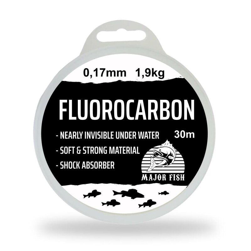 Major Fish 100 % Fluorocarbon Vorfachschnur 30 Meter 0,17 mm - 1,9 kg
