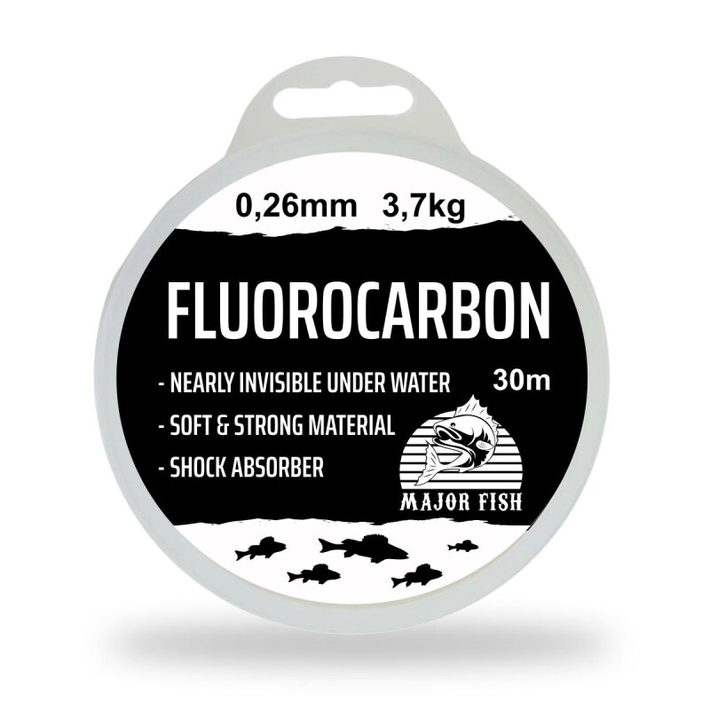 Major Fish 100 % Fluorocarbon Vorfachschnur 30 Meter 0,26 mm - 3,7 kg