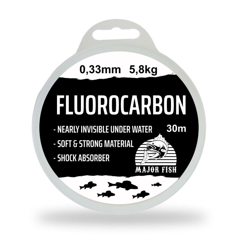 Major Fish 100 % Fluorocarbon Vorfachschnur 30 Meter 0,33 mm - 5,8 kg