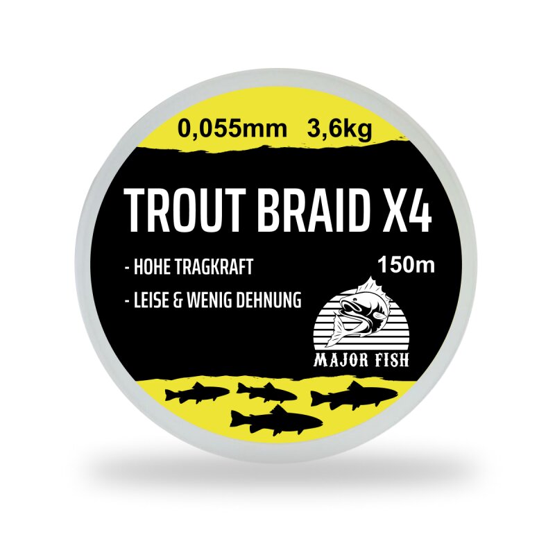 Major Fish Trout Braid 4 Fach geflochtene Schnur Forelle 150 Meter