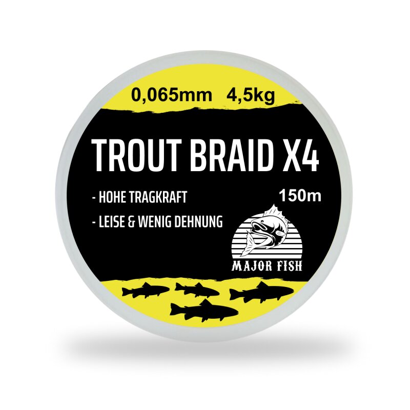 Major Fish Trout Braid 4 Fach geflochtene Schnur Forelle 150 Meter 0.065 - 4,5 kg - Lemon Yellow