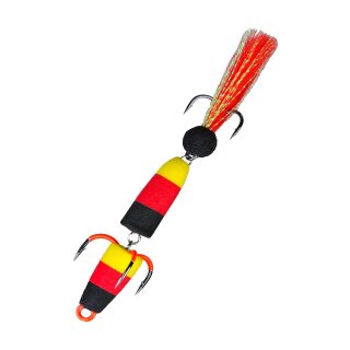 K.P Baits Foam Jig Schaumstoff Köder Streamer 7,5 cm Schwarz Rot Gelb