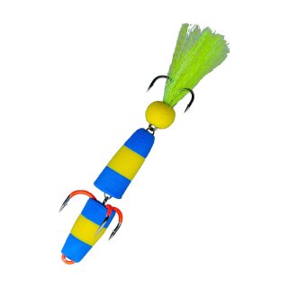 K.P Baits Foam Jig Schaumstoff Köder Streamer 9 cm Gelb Blau