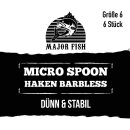 Major Fish Micro Spoon Haken Barbeless 6 Stück Hakengröße 6