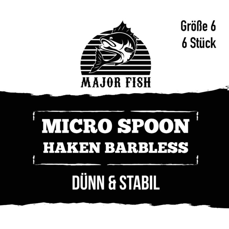 Major Fish Micro Spoon Haken Barbeless 6 Stück Hakengröße 6