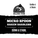 Major Fish Micro Spoon Haken Barbeless 6 Stück Hakengröße 4