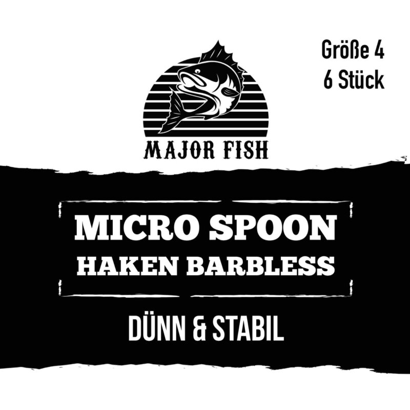 Major Fish Micro Spoon Haken Barbeless 6 Stück Hakengröße 4