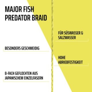 Major Fish Predator Braid 8-fach geflochtene Angelschnur Lemon Yellow 150 Meter