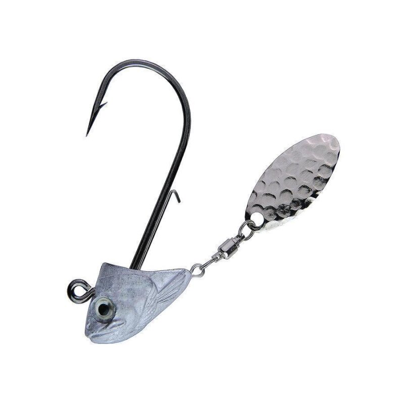 K.P 3D Jigkopf Fish Head mit Spinnerblatt 2 Stück 7 Gramm 3/0