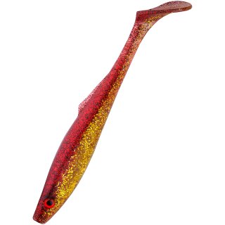 K.P Baits Pike Shad Hecht XXL Gummifisch Swimbait 9" 22,5 cm 211 Rot Gold Glitter