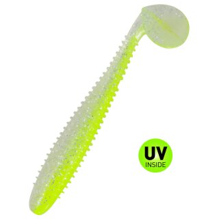 BBB Pro Swimmer 3.8" 9 cm Gummiköder Shad 6 Stück White Ice Chartreuse