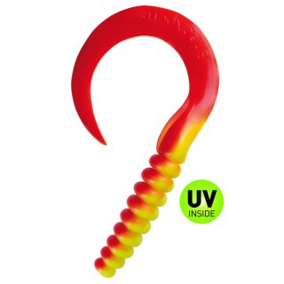 Shadxperts SX XXL Grub Twister 27-48 cm Big Bait 057 Fluogelb Rot