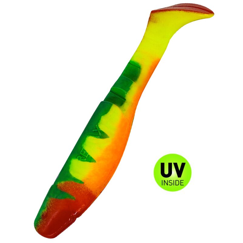 Relax Kopyto 4" Classic Zander Special 5 Stück 059ZO fluogelb / Zander blau / bauch: orange / red tail
