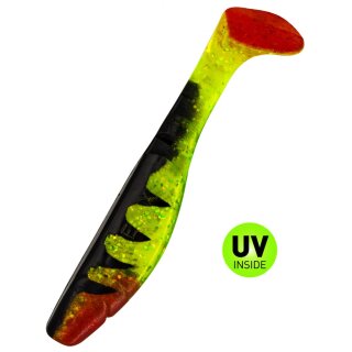 Relax Kopyto 4" Classic Zander Special 5 Stück 066Z grün(chartreuse)-Glitter / Zander / red tail