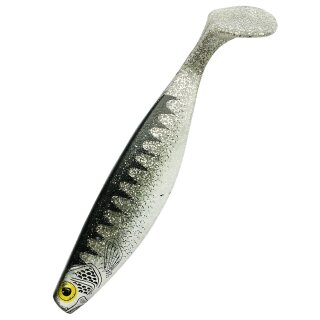 Shadxperts Xtrasoft Nature 6" Shad 16 cm 2 Stück klar silber Glitter / Zander / Bauch: weiß