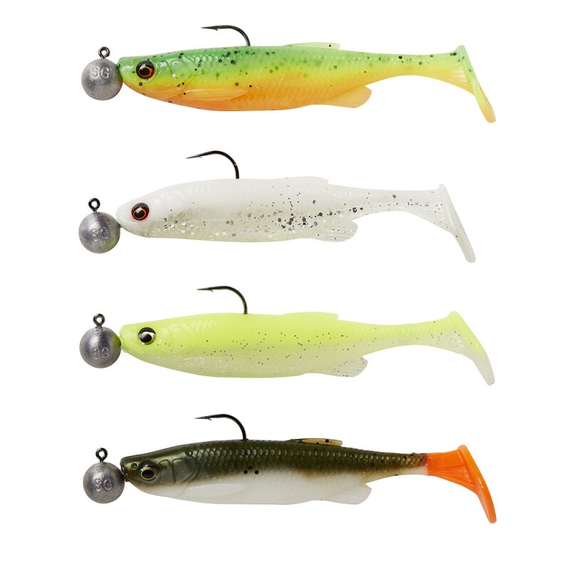 Savage Gear Gummifisch Set mit Jigkopf 10.5 cm 4 Stück Fat Minnow