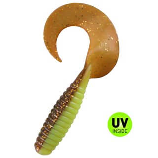 Relax Xtra Fat Grub 5,5" 5 Stück B110 Fluogelb Olive Braun Glitter