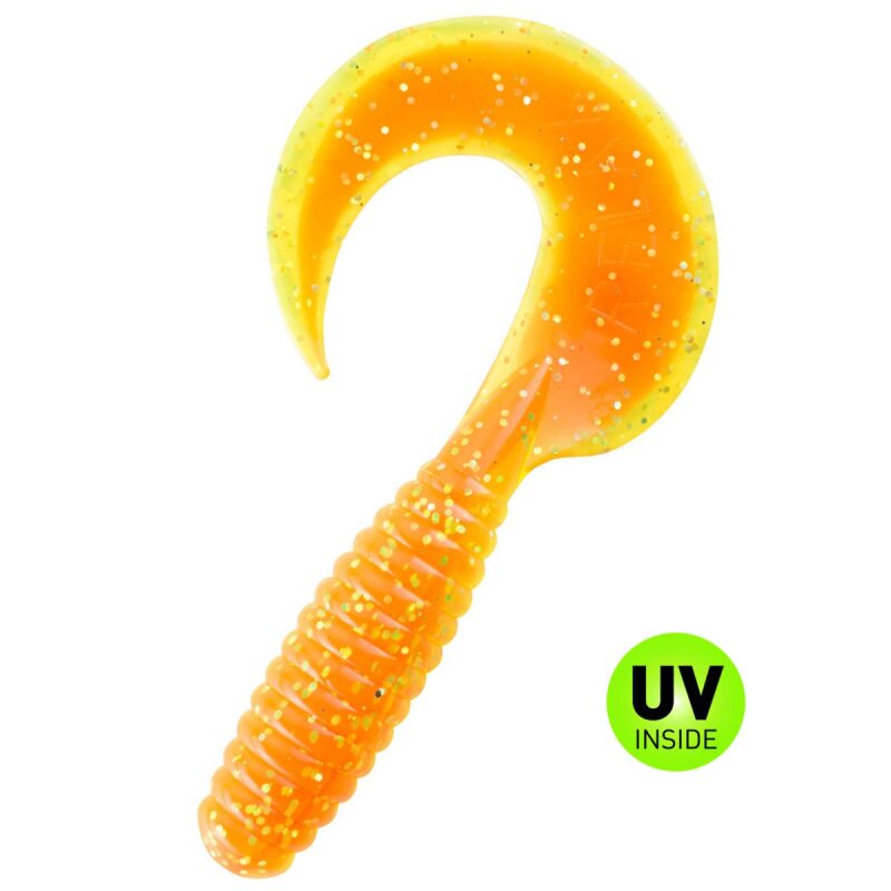 Relax Xtra Fat Grub 5,5" 5 Stück B141 orange-glitter / fluogrün-glitter