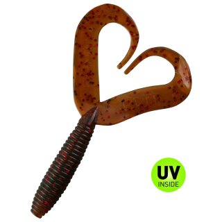Relax DTT Doppelschwanz Twister 10 cm 10 Stück 305 Motoroil Rot Glitter