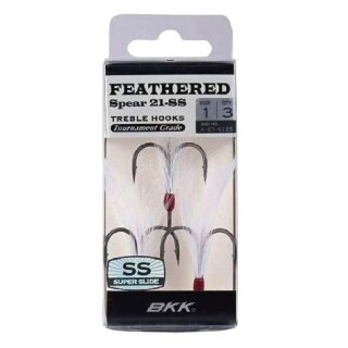 BKK Feathered Spear-21 SS Treble Hook - White 8 - 3 Stück