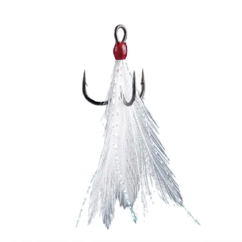 BKK Feathered Spear-21 SS Treble Hook - White 8 - 3 Stück