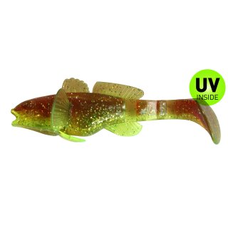 Shadxperts Bullhead 3,5" 10,5cm Schwarzmeergrundel Shad 5 Stück B054 Grün Motoroil Glitter