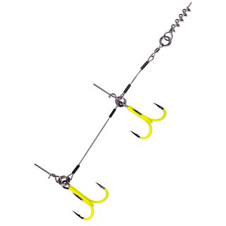 Major Fish Stinger Rig Pike Rig Stahl Drillinge UV Gelb