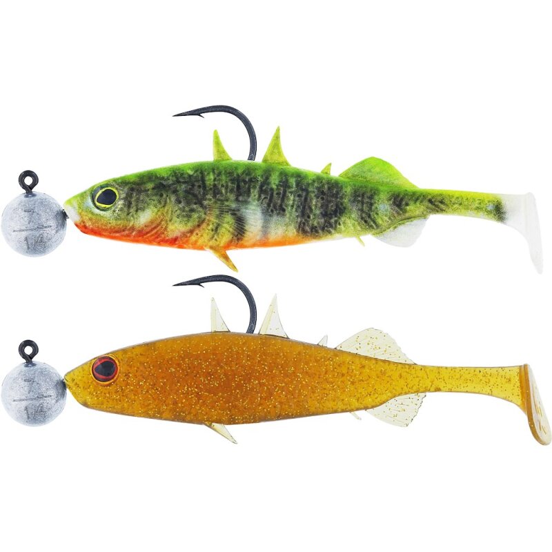 Westin Stanley the Stickleback Shadtail mit Jighead 7,5 cm 2 Stück Darkwater Mix