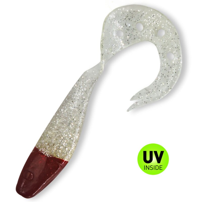 Klar Silber Glitter Red Head