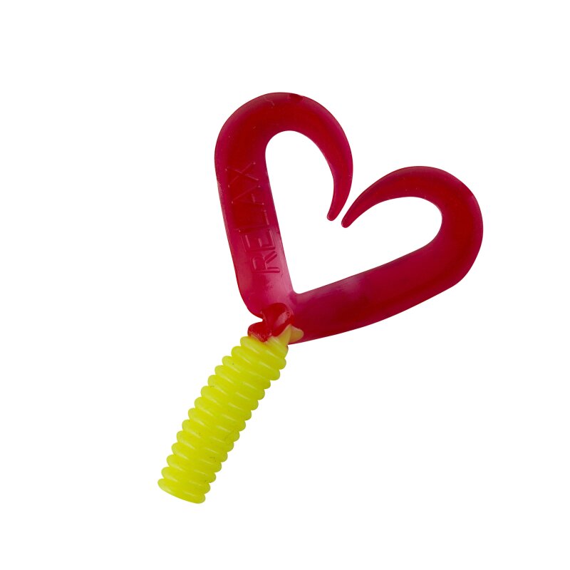 Relax Twister DTT2" 5 cm 50 Stück (SX Twister 2" Doubletail regulär ca. 4,5 cm) 097 fluogelb / red tail